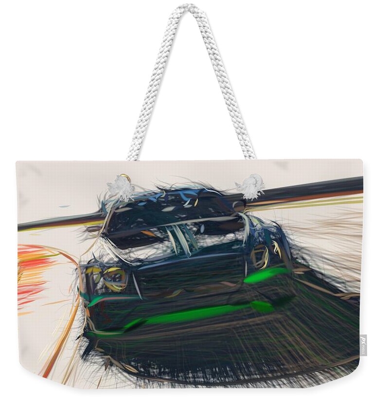 Bentley Weekender Tote Bag featuring the digital art Bentley Continental GT3 Drawing #14 by CarsToon Concept