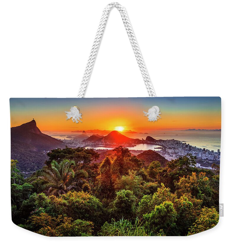 Estock Weekender Tote Bag featuring the digital art Cityscape, Rio De Janeiro, Brazil #15 by Antonino Bartuccio