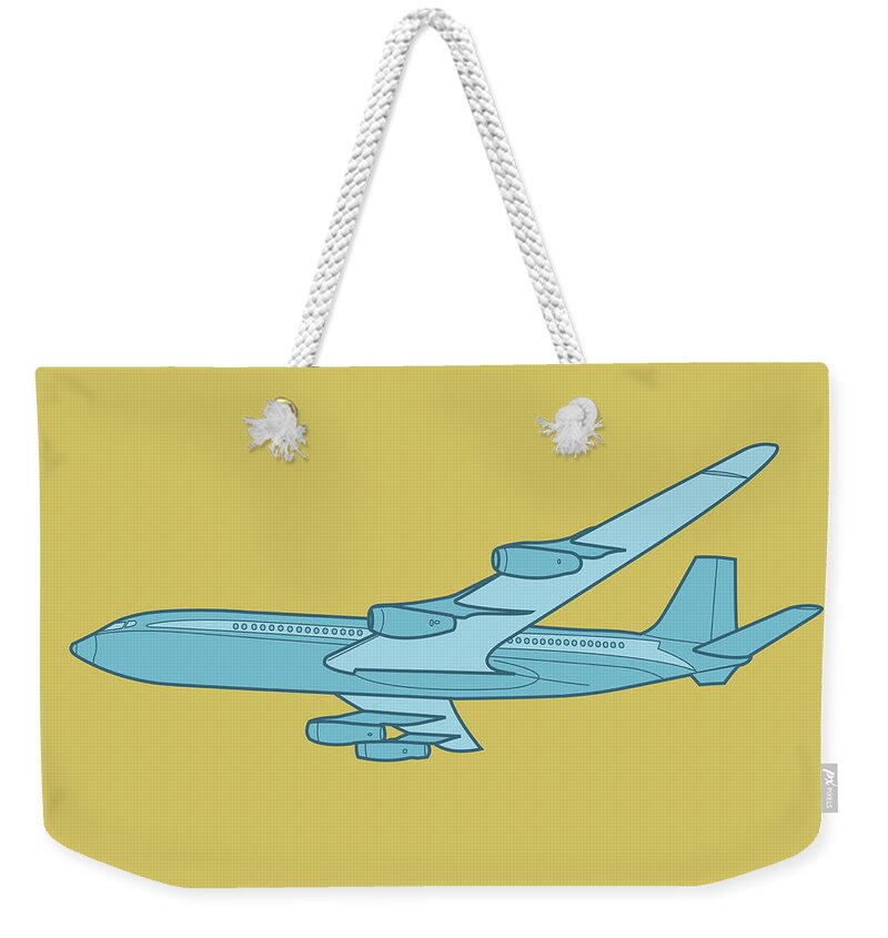 Air Weekender Tote Bag featuring the drawing Airplane in Flight #16 by CSA Images