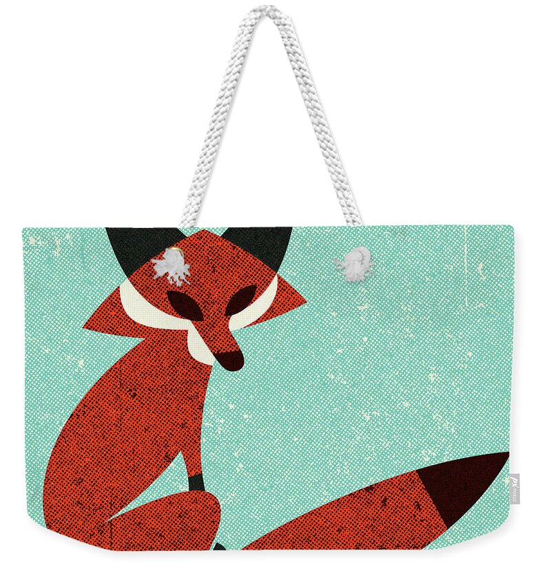 Animal Weekender Tote Bag featuring the drawing Fox #16 by CSA Images