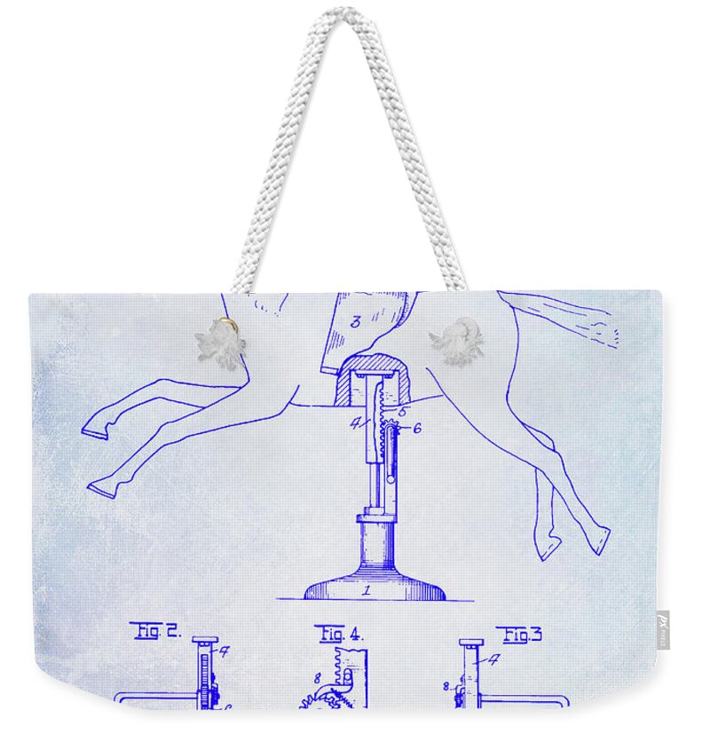 Barber Chair Patent Drawing Blueprint Weekender Tote Bag featuring the photograph 1920 Childrens Barber Chair Patent Blueprint by Jon Neidert