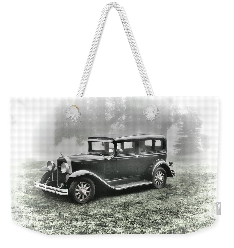  Mixed Art Weekender Tote Bag featuring the photograph 1930 Bonnie and Clyde Automobile Era by Chuck Kuhn