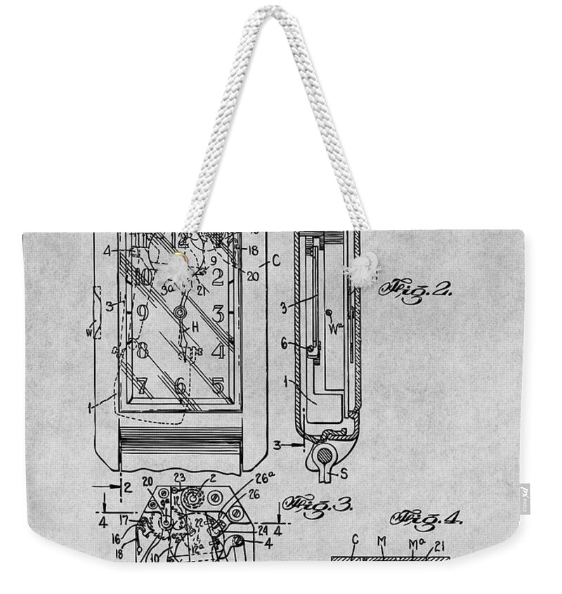 Art & Collectibles Weekender Tote Bag featuring the drawing 1931 Self Winding Watch Patent Print Gray by Greg Edwards
