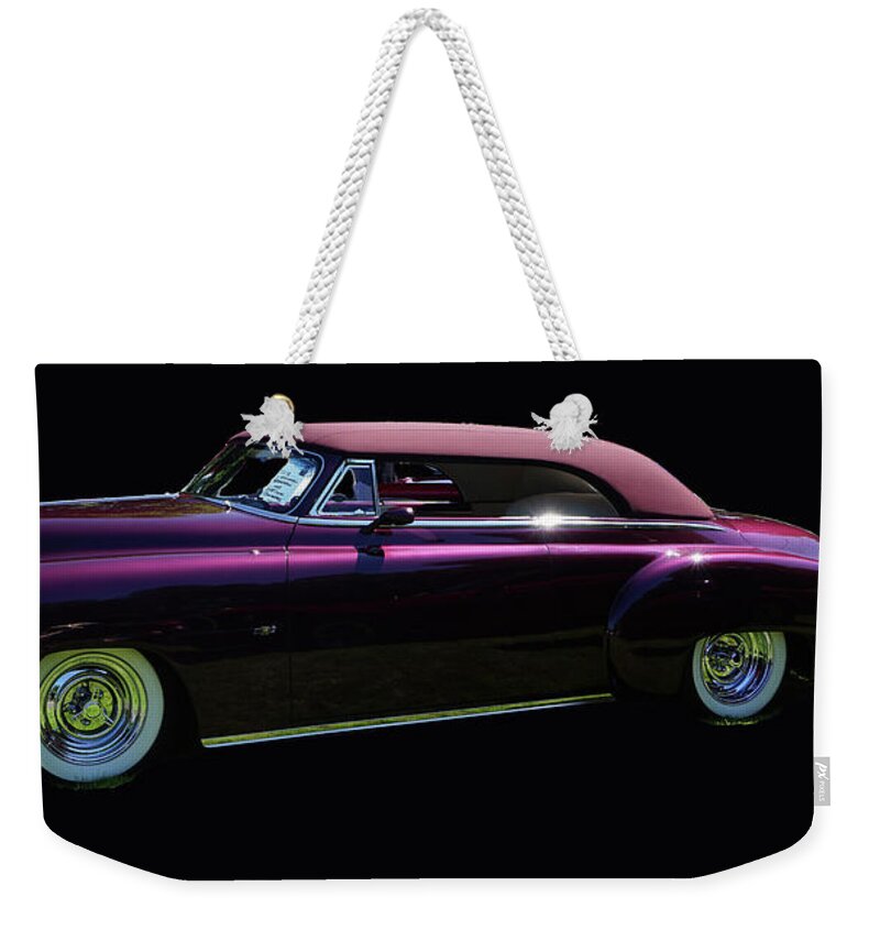 Car Weekender Tote Bag featuring the photograph 1950 Chevrolet Convertible by Cathy Anderson