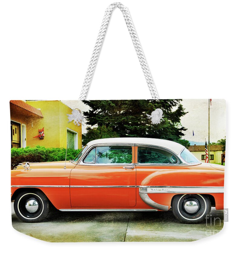 Auto Weekender Tote Bag featuring the photograph 1954 Belair Chevrolet 2 by Craig J Satterlee
