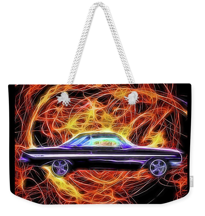 Classic Cars Weekender Tote Bag featuring the digital art 1961 Chevy Impala by Rick Wicker