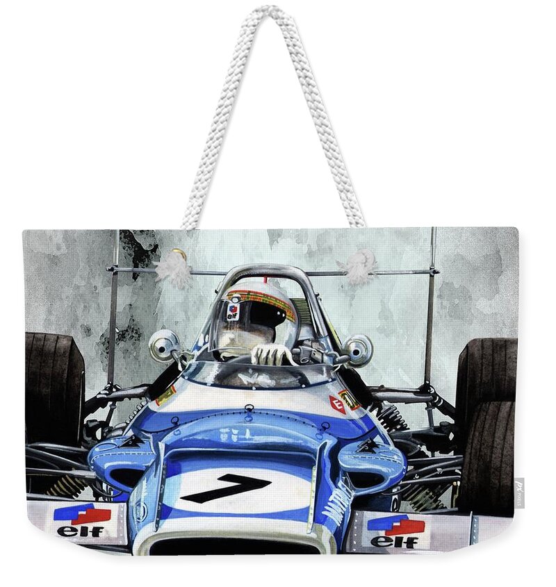 Art Weekender Tote Bag featuring the painting 1969 Matra MS80 by Simon Read