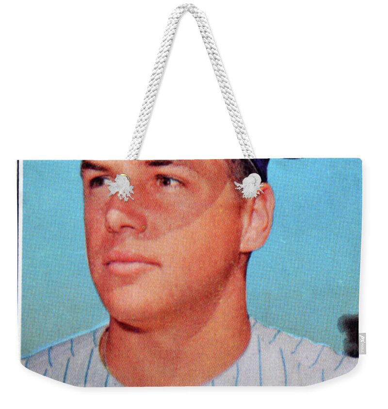 Tom Seaver Weekender Tote Bag featuring the photograph 1969 Tom Seaver Topps card by David Lee Thompson