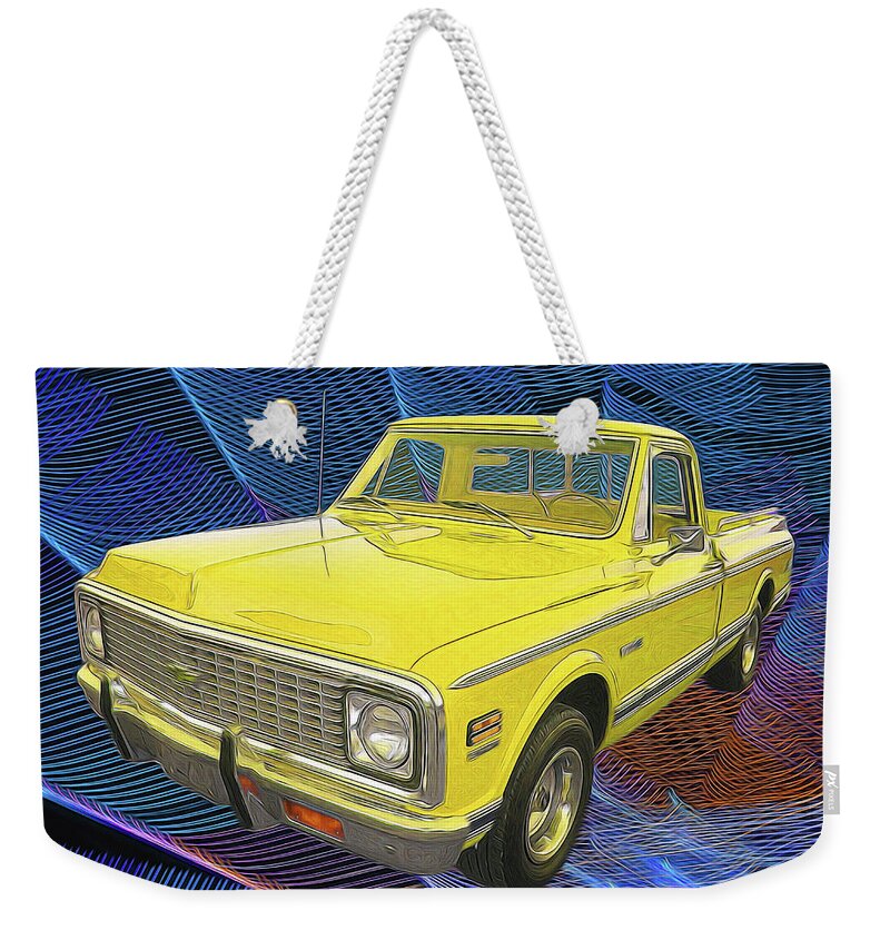 1972 Chevy Truck Weekender Tote Bag featuring the digital art 1972 Chevy Pickup Truck by Rick Wicker
