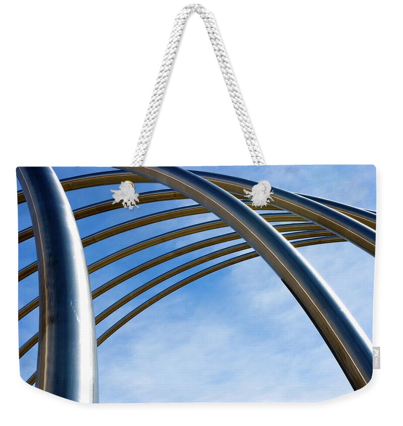 Arch Weekender Tote Bag featuring the photograph Abstract Metal Pipes #2 by Duncan1890