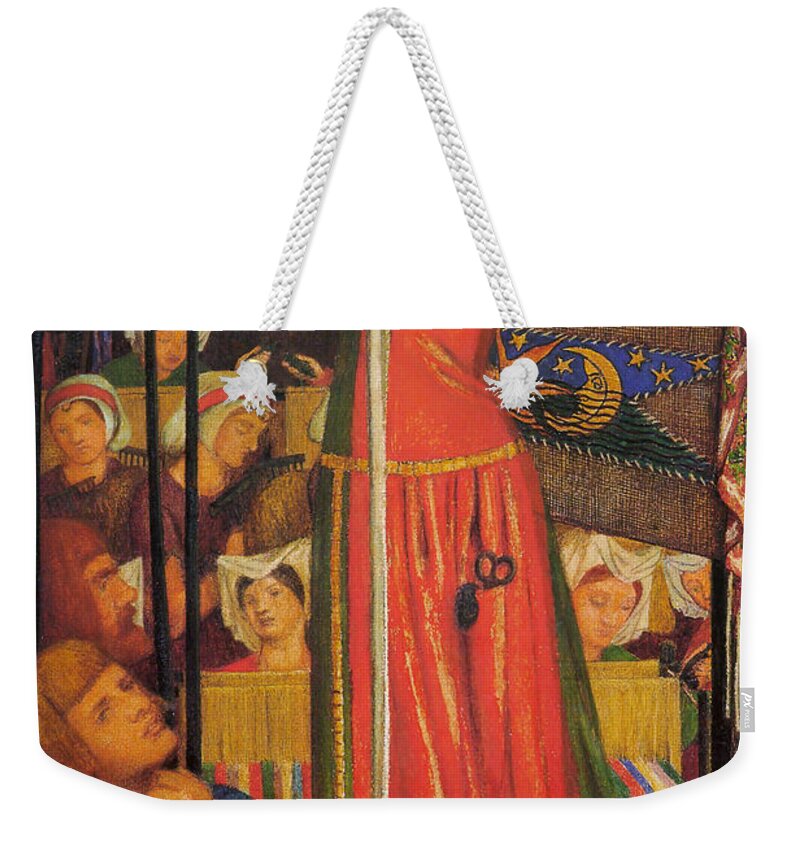 Pre-raphaelite Weekender Tote Bag featuring the painting Before the Battle #2 by Dante Gabriel Rossetti