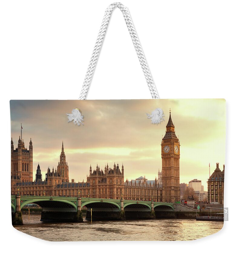 Gothic Style Weekender Tote Bag featuring the photograph Big Ben And The Parliament In London At #2 by Mammuth
