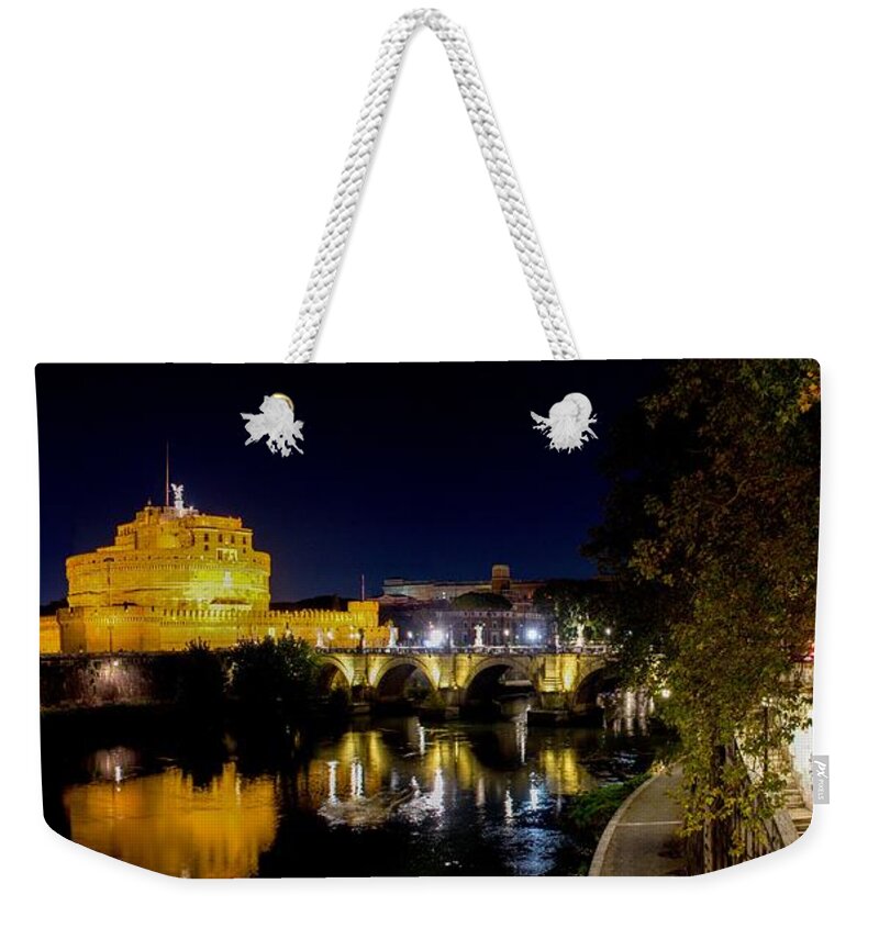 Italy Weekender Tote Bag featuring the photograph Castel Sant Angelo by night #2 by Robert Grac