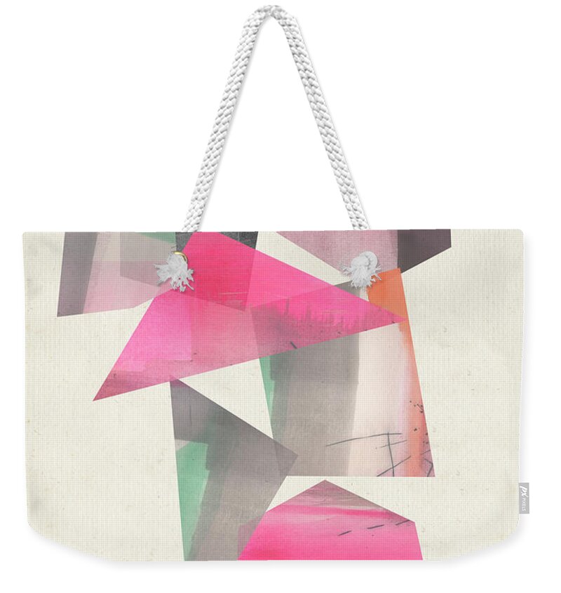 Abstract Weekender Tote Bag featuring the painting Collaged Shapes I #2 by Jennifer Goldberger