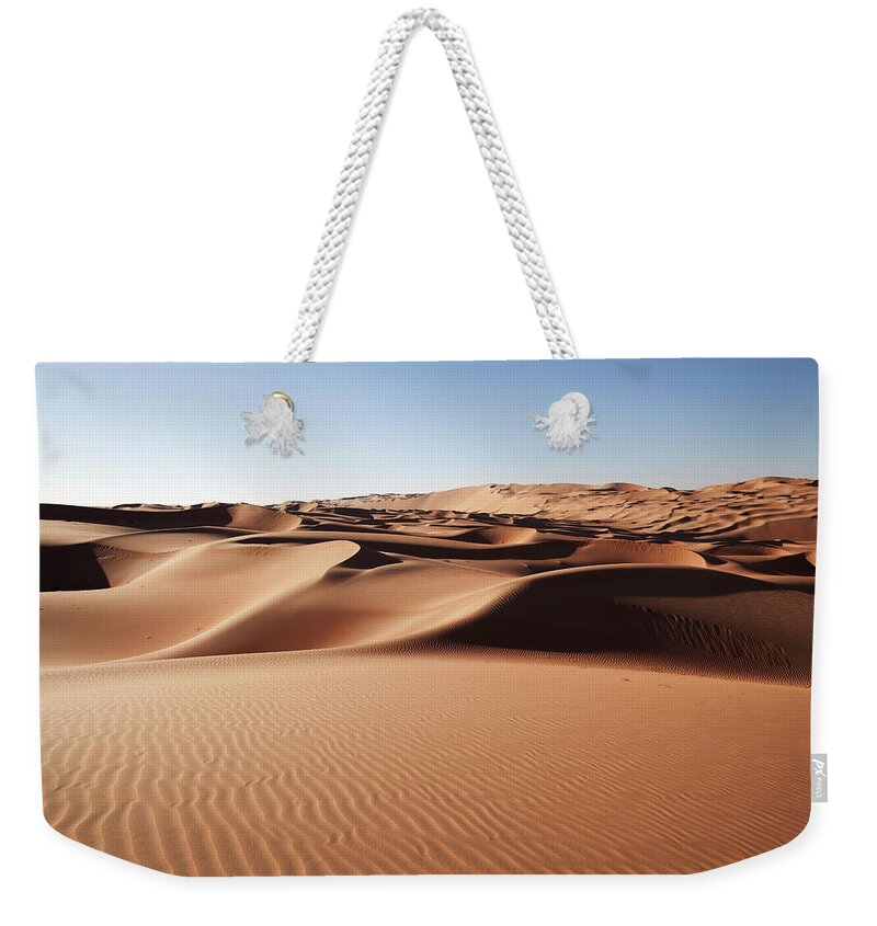 Tranquility Weekender Tote Bag featuring the photograph Desert Sand Dunes At Liwa Oasis Uae #2 by Gary John Norman