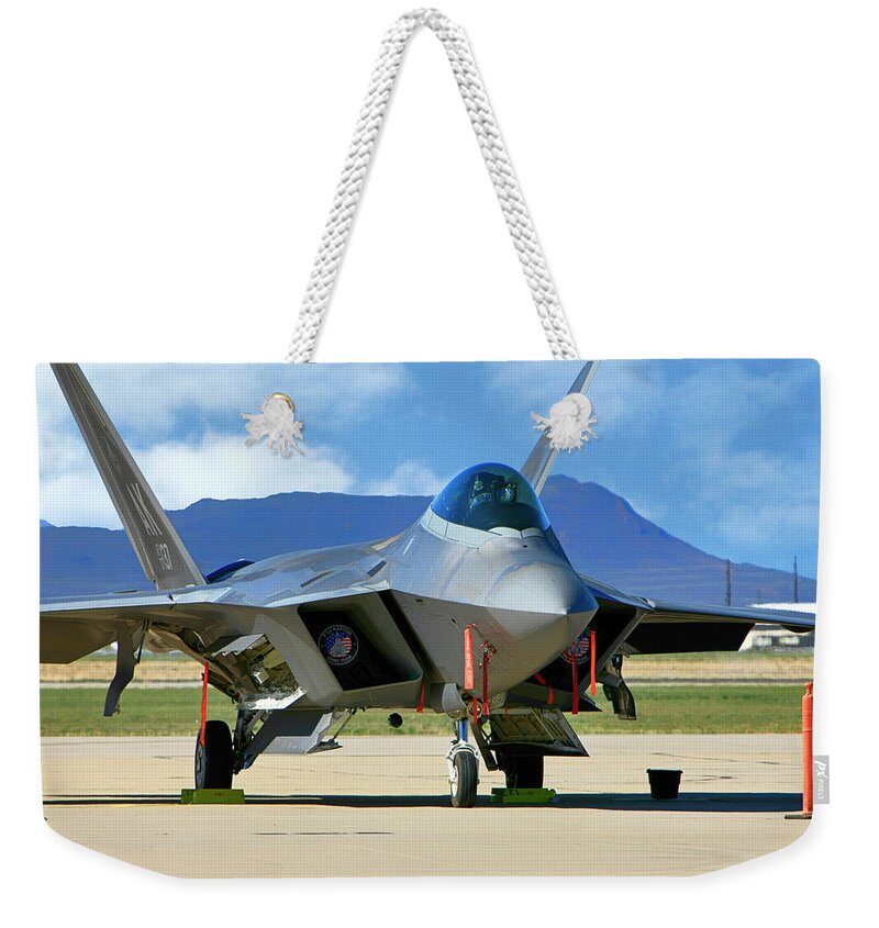F-22 Weekender Tote Bag featuring the photograph F22 Rapter #2 by Chris Smith