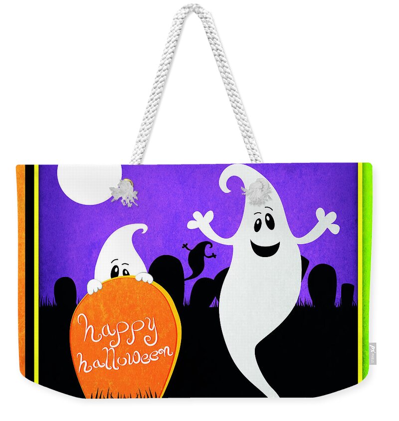 Halloween Weekender Tote Bag featuring the digital art Halloween Ghost #2 by Josefina