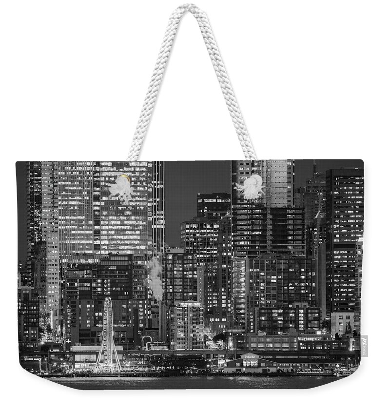 Photography Weekender Tote Bag featuring the photograph Illuminated City At Night, Seattle #2 by Panoramic Images