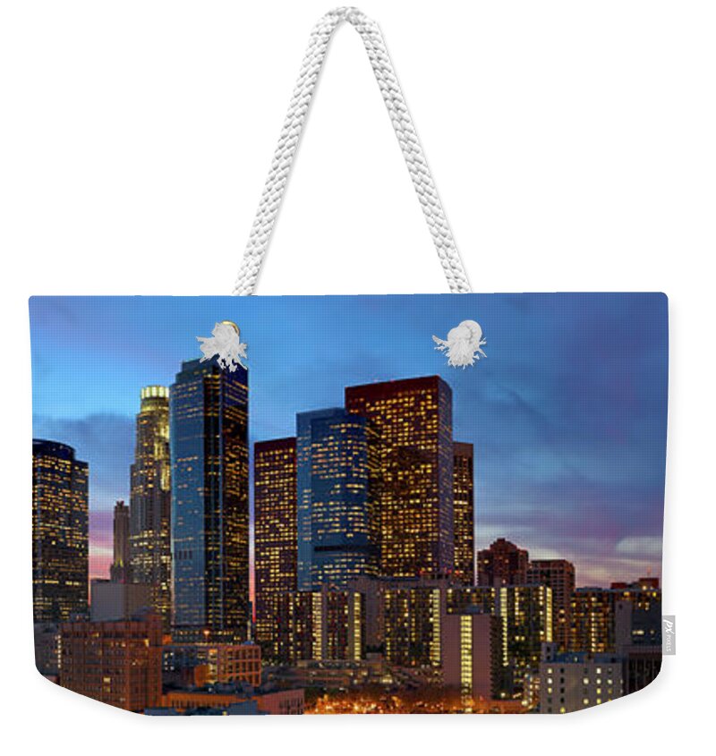 Scenics Weekender Tote Bag featuring the photograph Panoramic View Of Downtown Los Angeles #2 by Chrisp0