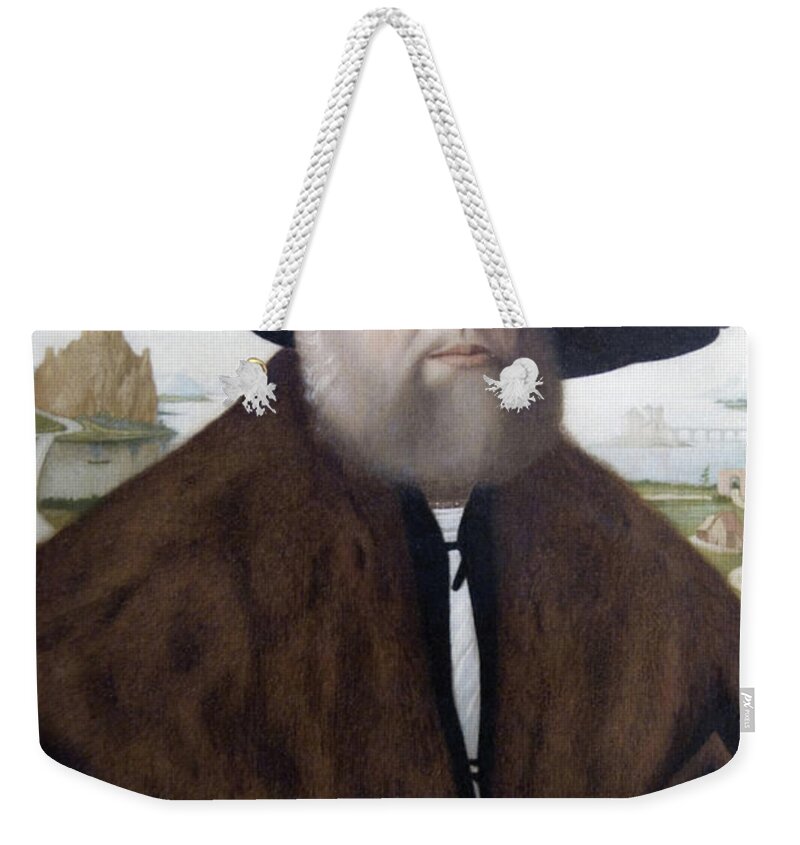 German Weekender Tote Bag featuring the painting Portrait of a Member of the vom Rhein Family #2 by Conrad Faber Von Creuznach