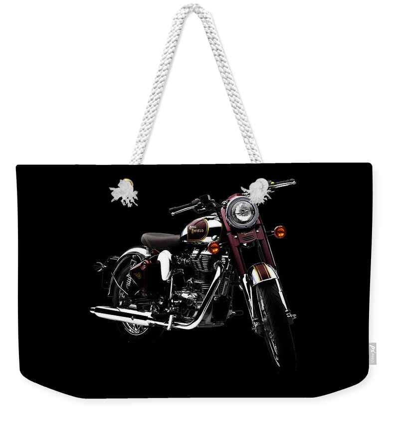 Royal Enfield Weekender Tote Bag featuring the mixed media Royal Enfield Classic 500 by Smart Aviation