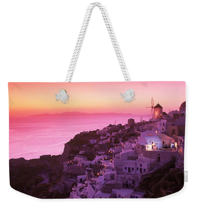 Greece Weekender Tote Bag featuring the photograph Santorini At Night, Greece #2 by Walter Bibikow