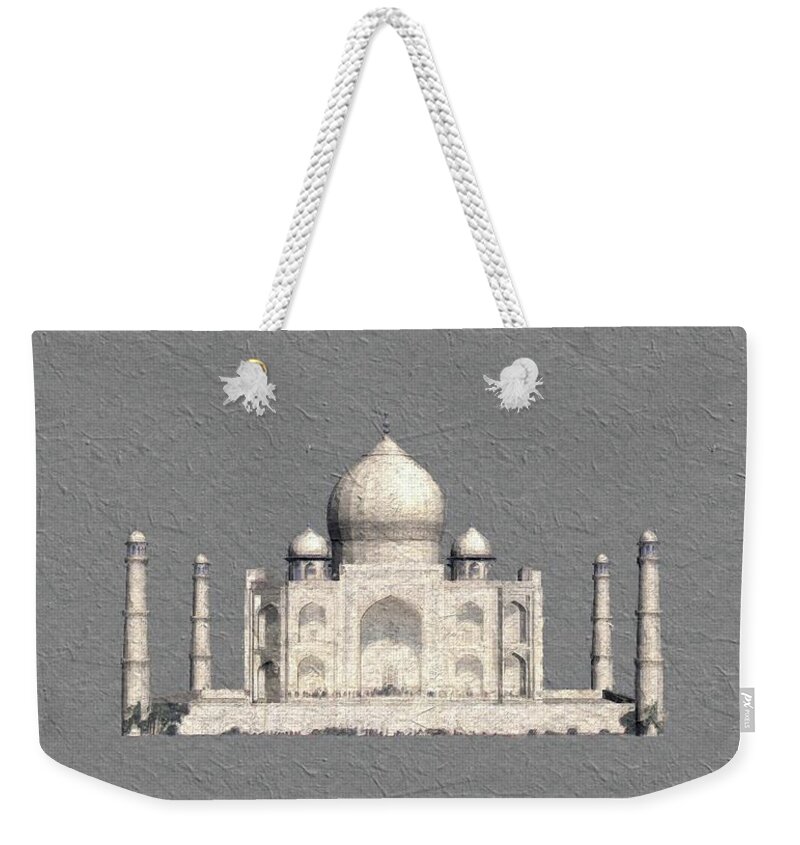 Taj Weekender Tote Bag featuring the painting Taj Mahal, India #2 by Esoterica Art Agency