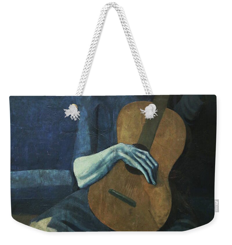 Old Weekender Tote Bag featuring the painting The Old Guitarist by Pablo Picasso