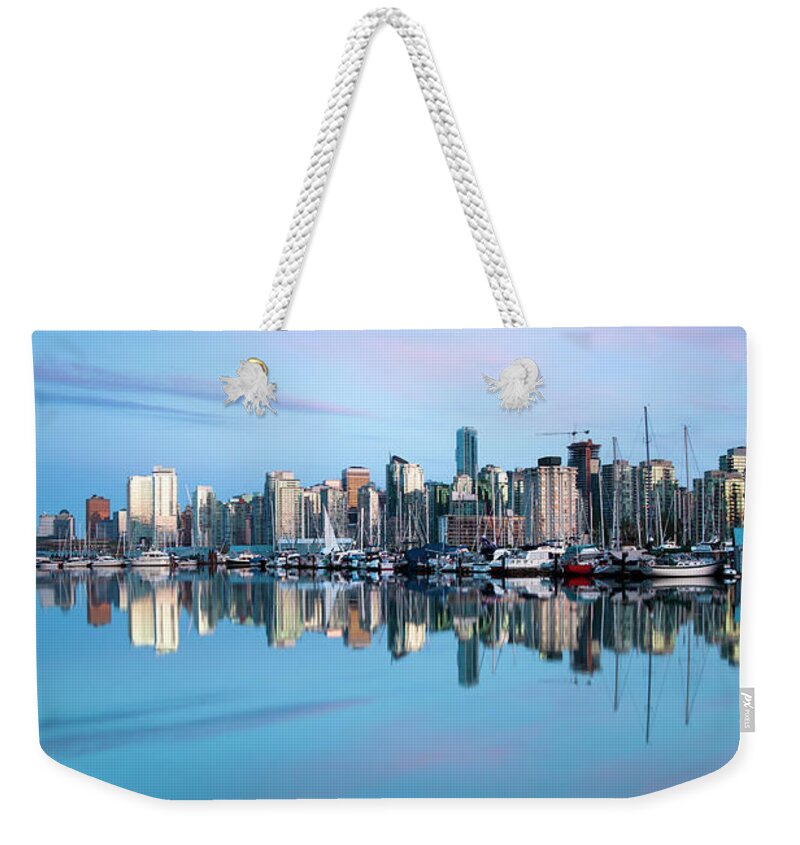 Scenics Weekender Tote Bag featuring the photograph Vancouver Waterfront Skyline #2 by Dan prat