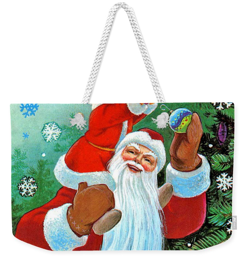 Santa Claus Weekender Tote Bag featuring the digital art Vintage Soviet Holiday Postcard #2 by Long Shot