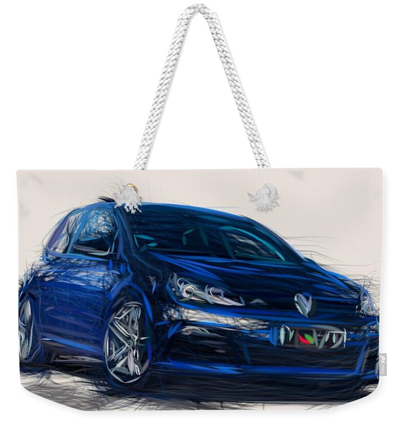 Volkswagen Weekender Tote Bag featuring the digital art Volkswagen Golf R Draw #2 by CarsToon Concept