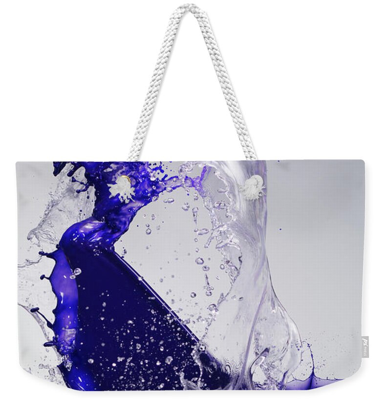 Purple Weekender Tote Bag featuring the photograph Watercolor Paint Splash #2 by Biwa Studio