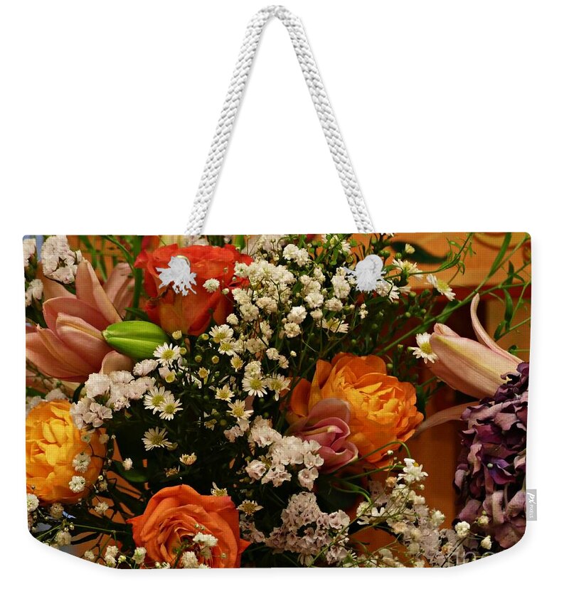 Rose Weekender Tote Bag featuring the photograph 2019 Holy Week Flowers 1  by Sarah Loft