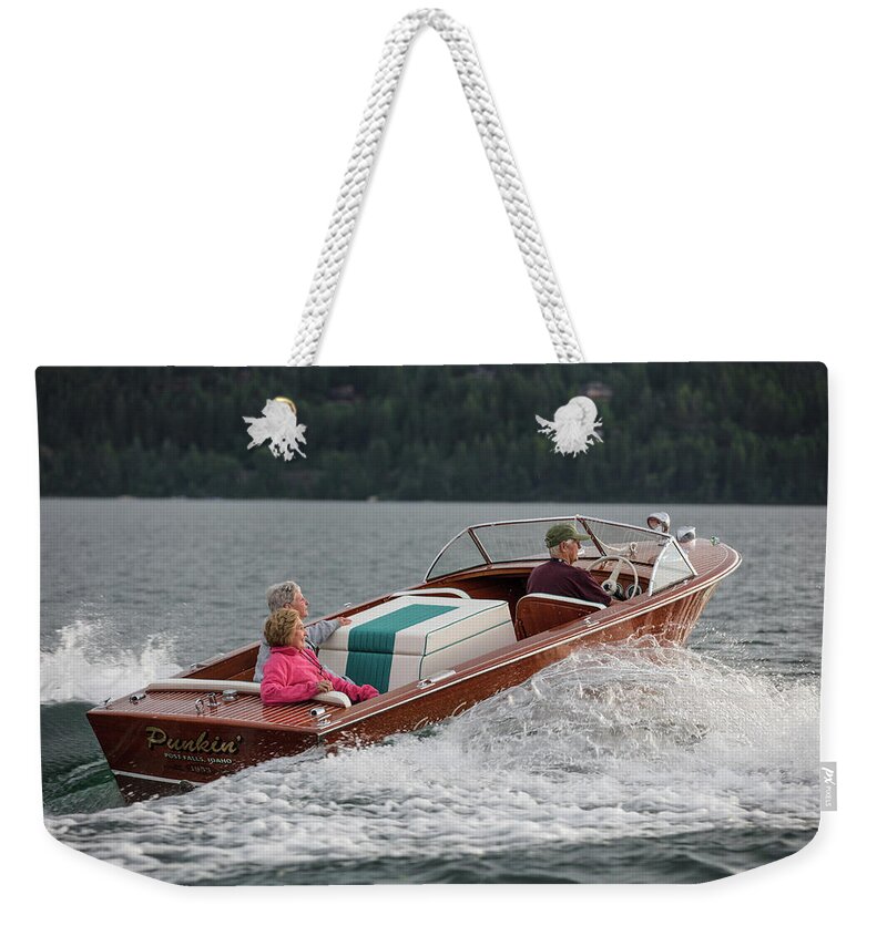 Boat Weekender Tote Bag featuring the photograph Whitefish Lake Montana #4 by Steven Lapkin