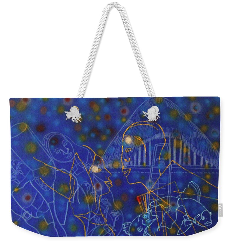 Jesus Weekender Tote Bag featuring the painting Kintu and Nambi #254 by Gloria Ssali