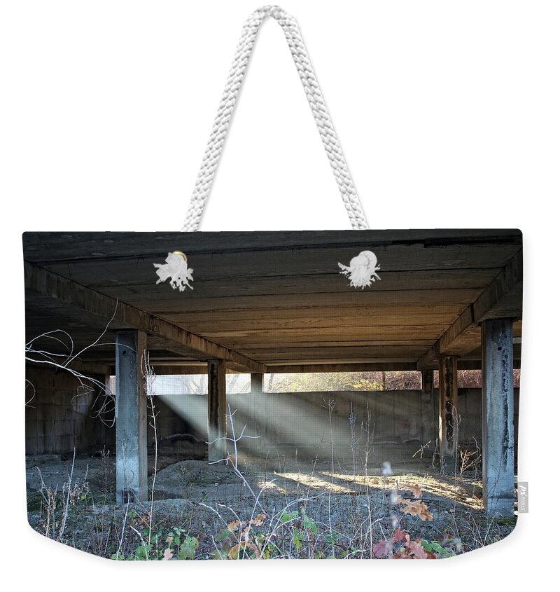 Architecture Weekender Tote Bag featuring the photograph Abandoned building,Haskovo,Bulgaria #3 by Martin Smith