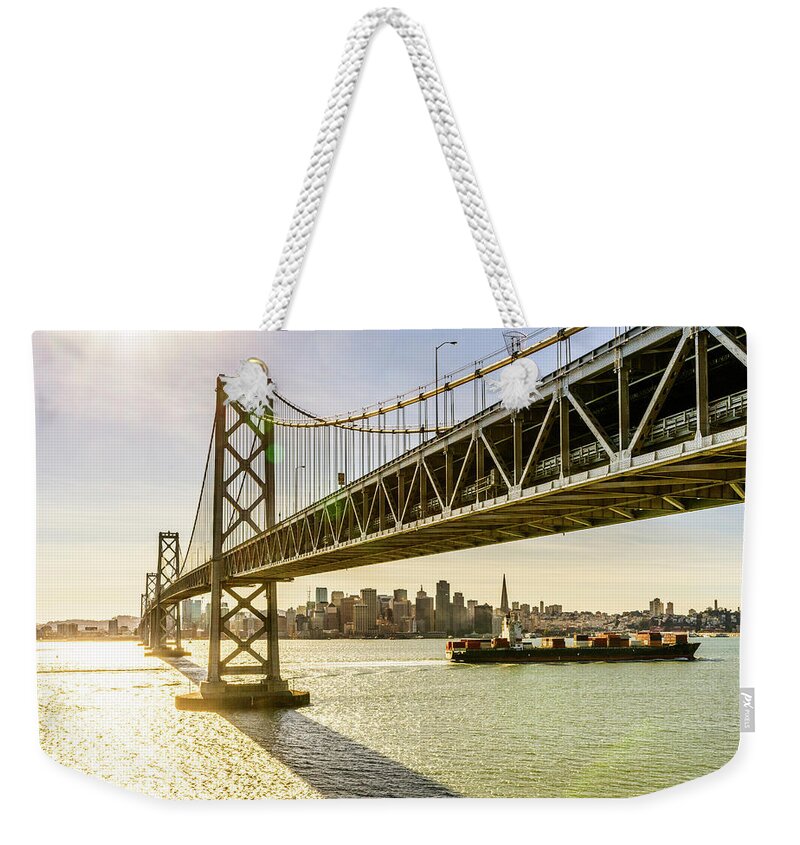 Scenics Weekender Tote Bag featuring the photograph Bay Bridge And Skyline Of San Francisco #3 by Chinaface