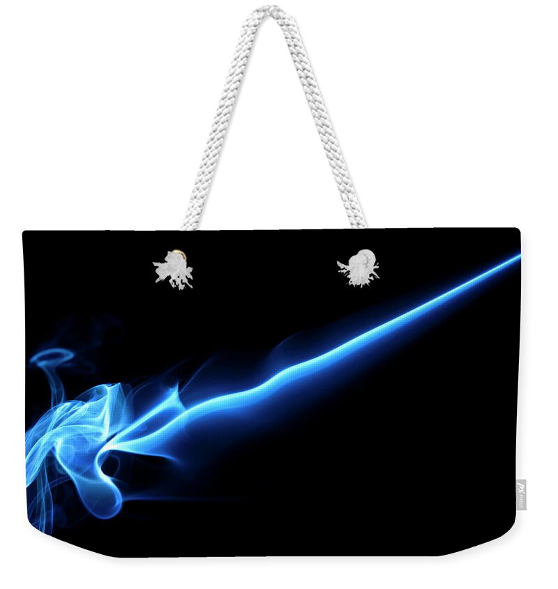 Curve Weekender Tote Bag featuring the photograph Blue, Creative Abstract Vitality Impact #3 by Tttuna