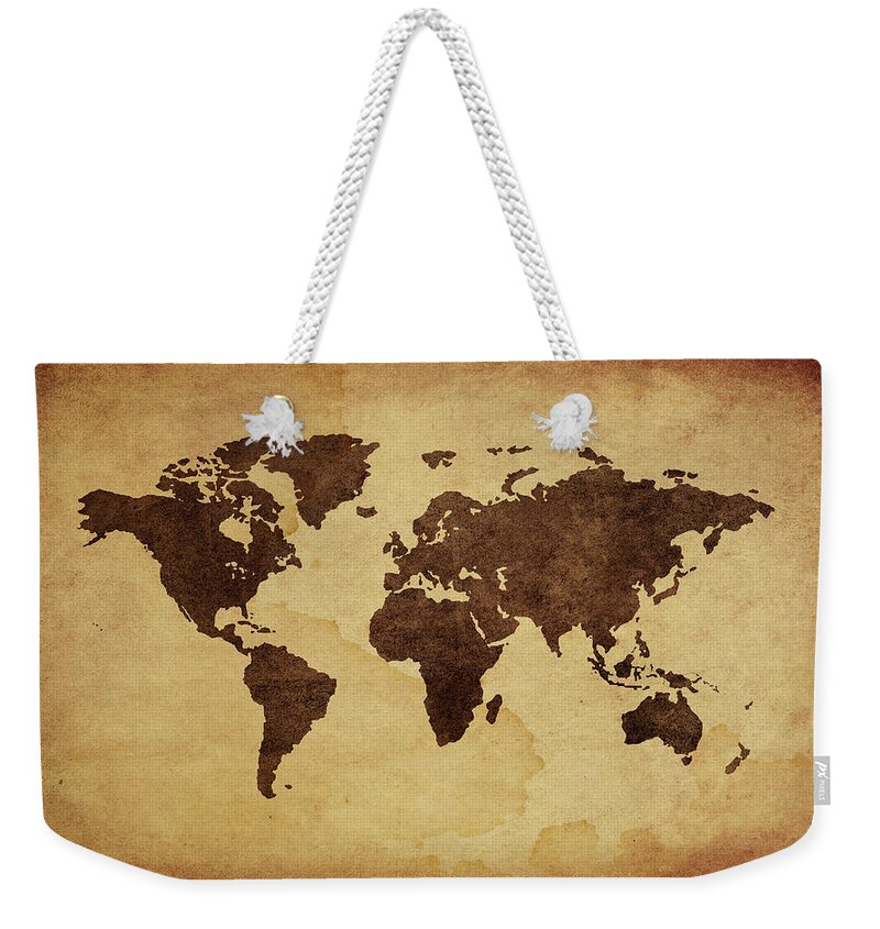 Close-up Weekender Tote Bag featuring the photograph Close Up Of Antique World Map #3 by Tetra Images