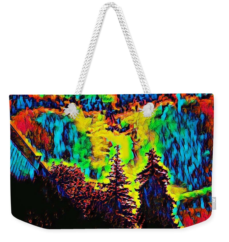 Trees Weekender Tote Bag featuring the photograph Colorful sky #3 by Steven Wills