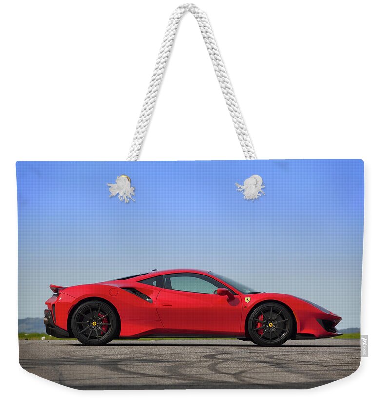 Ferrari Weekender Tote Bag featuring the photograph #Ferrari #488Pista #Print #3 by ItzKirb Photography