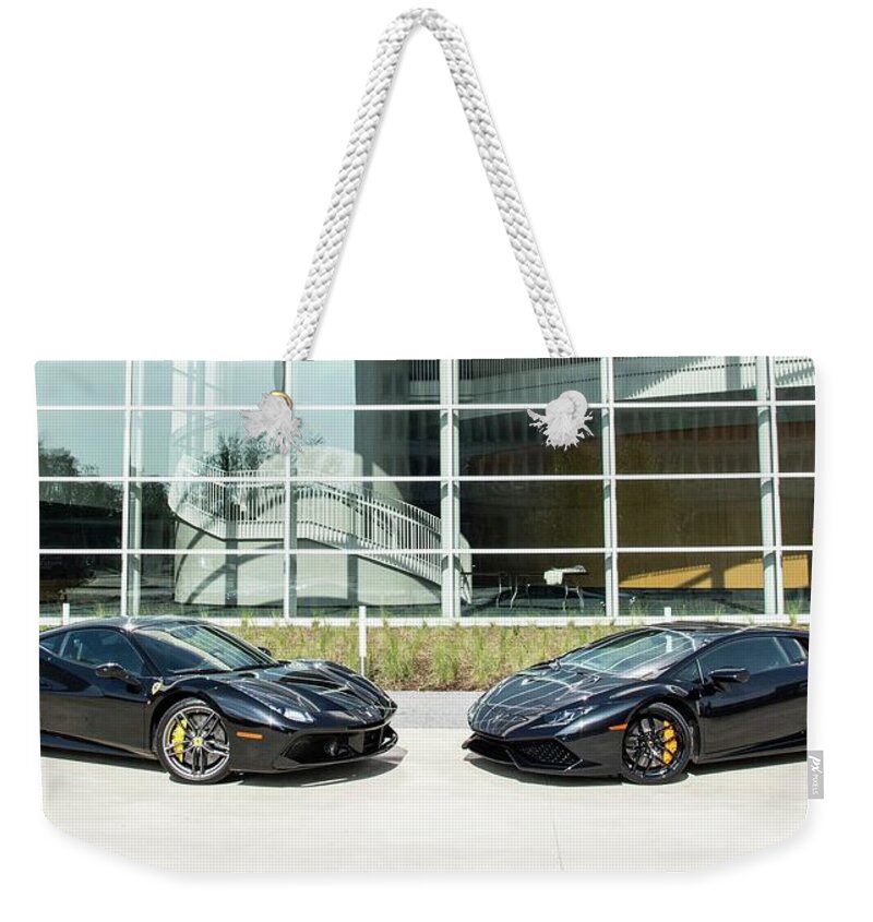 Ferrari Lamborghini Weekender Tote Bag featuring the photograph Italian Supercars #3 by Rocco Silvestri