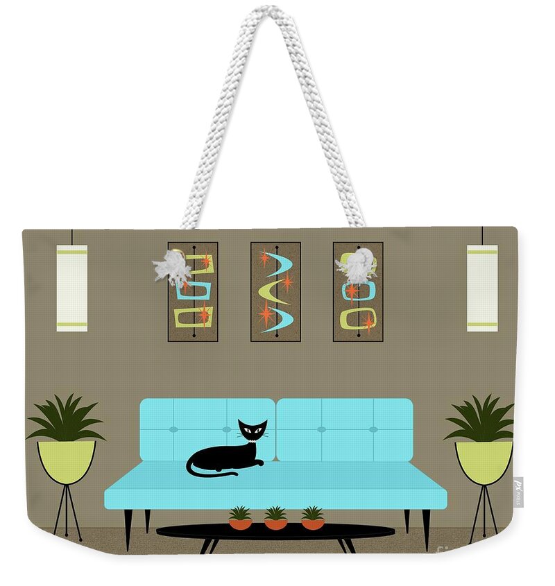 Mid Century Modern Weekender Tote Bag featuring the digital art Mini Mid Century Shapes #2 by Donna Mibus