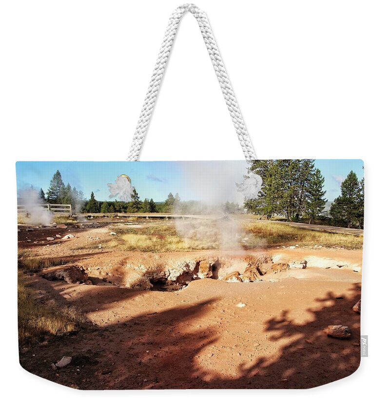 Yellowstone Weekender Tote Bag featuring the photograph Mud Pots at Yellowstone #3 by Susan Jensen
