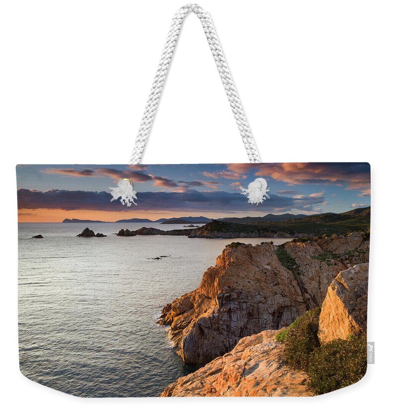 Estock Weekender Tote Bag featuring the digital art Rocky Coast, Sardinia, Italy #3 by Alessandro Carboni