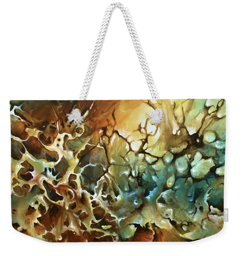 Abstract Weekender Tote Bag featuring the painting Visions by Michael Lang