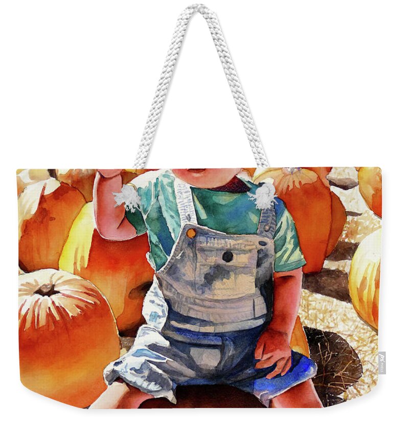 Pumpkins Weekender Tote Bag featuring the painting #357 Mason #357 by William Lum