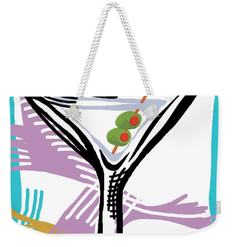 Alcohol Weekender Tote Bag featuring the drawing Martini Glass #4 by CSA Images