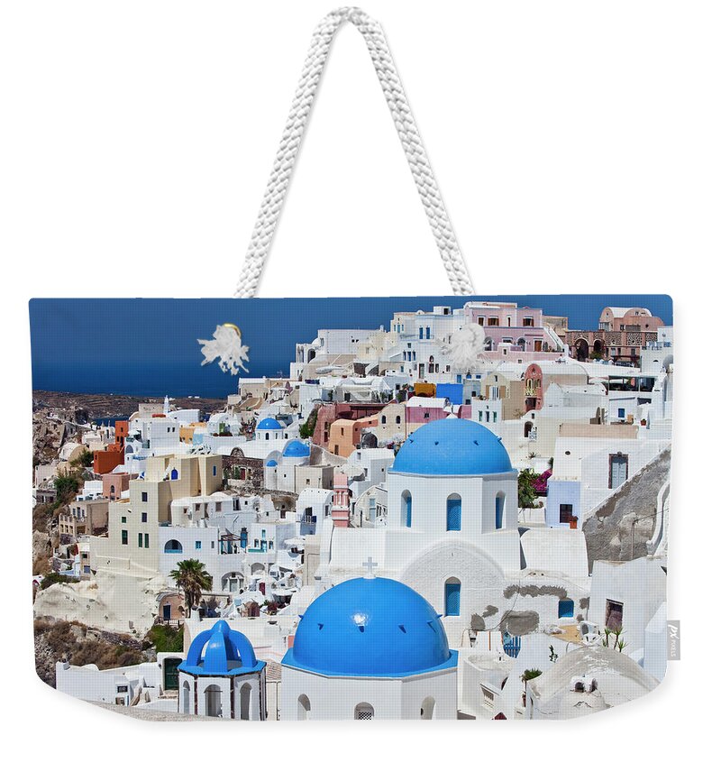 Greek Culture Weekender Tote Bag featuring the photograph Santorini Famous Churches #4 by Mbbirdy