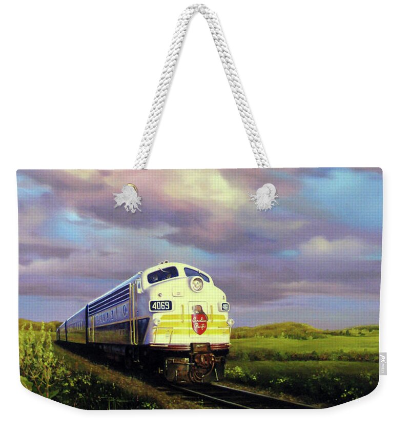 Train Weekender Tote Bag featuring the painting 4069 by Dianna Ponting